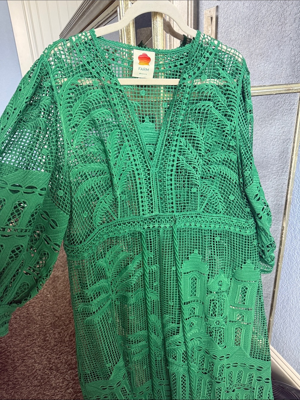 FARM Rio Emerald Green Crochet Maxi Dress - Picture 7 of 8